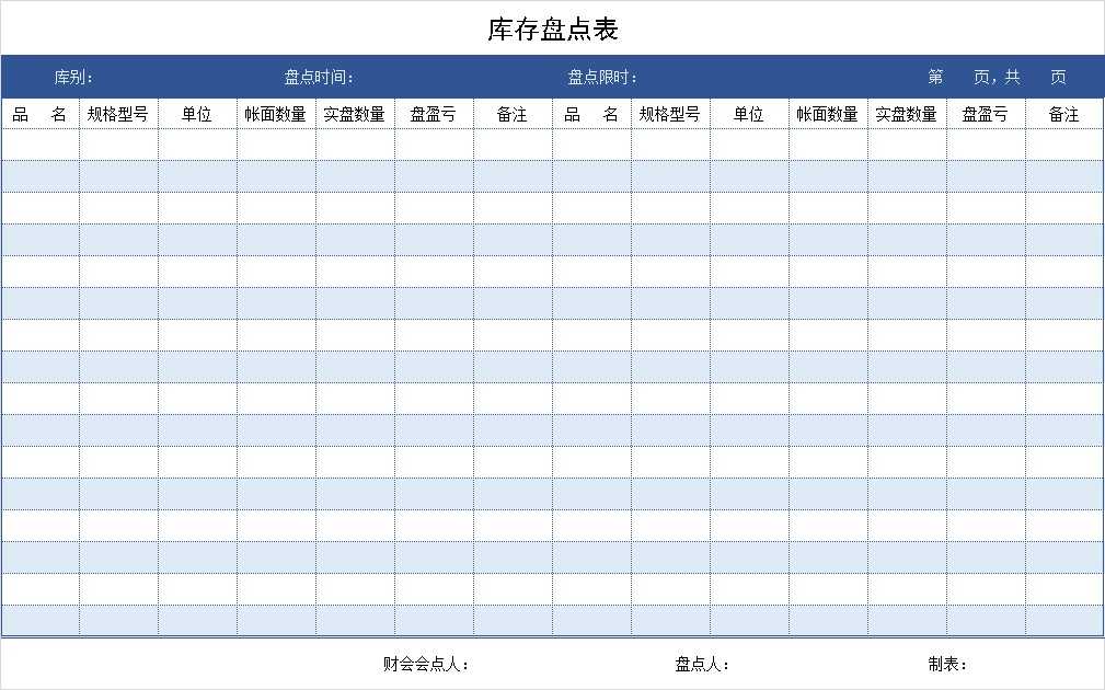 仓库库存盘点表模板截图