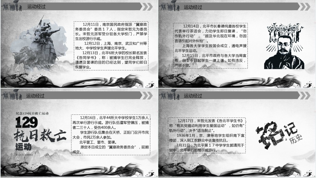 一二九学生爱国运动PPT模板 一二九学生爱国运动PPT模板