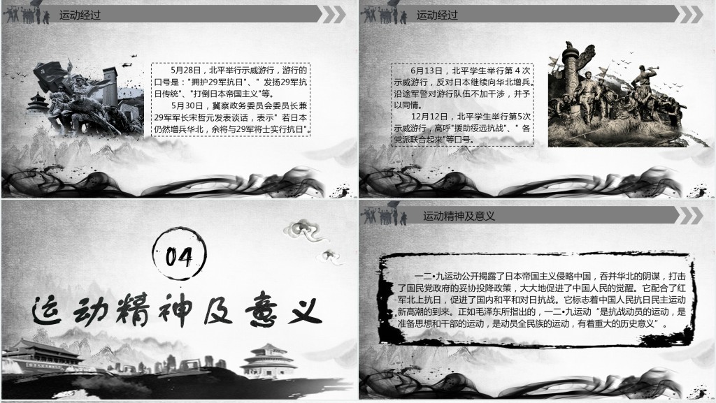 一二九学生爱国运动PPT模板 一二九学生爱国运动PPT模板