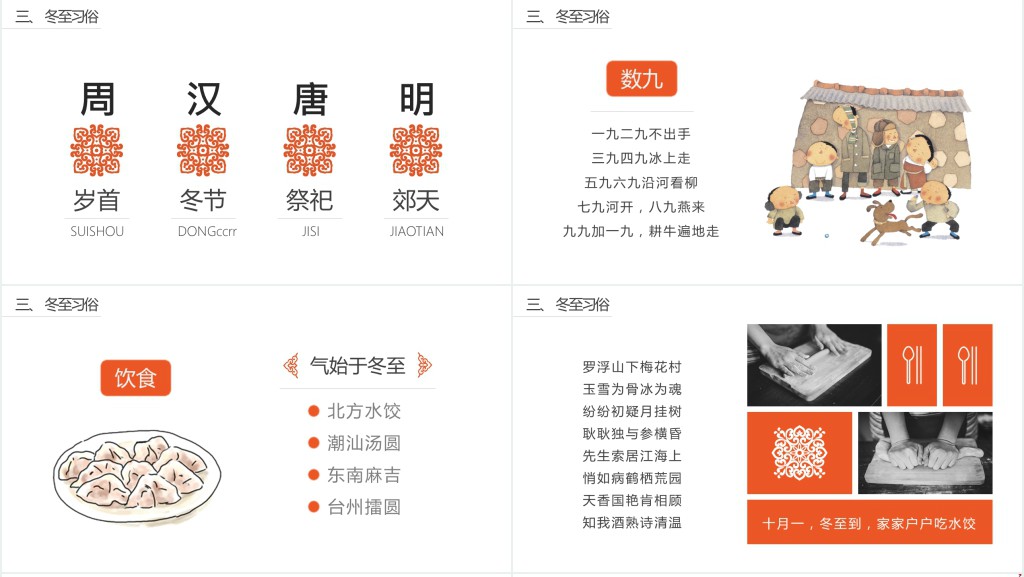 冬至常识介绍讲解PPT模板 冬至常识介绍讲解PPT模板