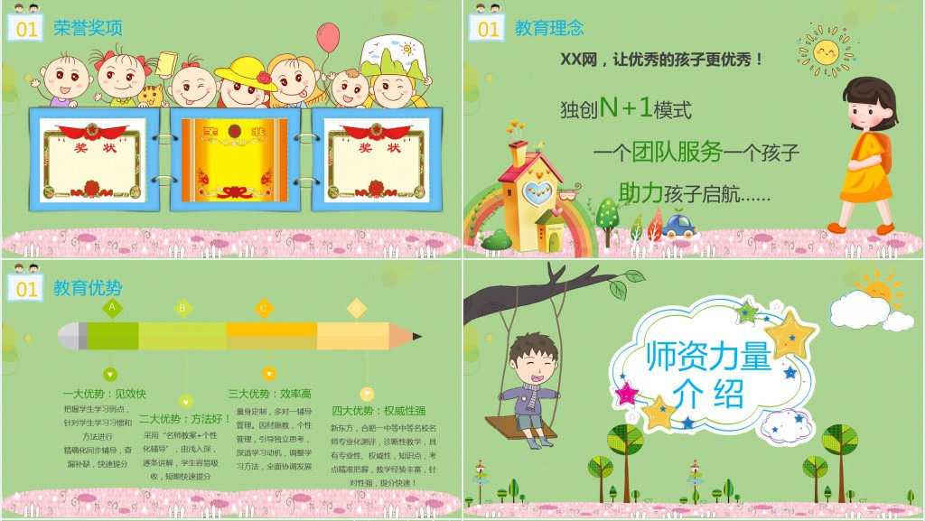 卡通风暑假班报名简单介绍PPT模板 卡通风暑假班报名简单介绍PPT模板