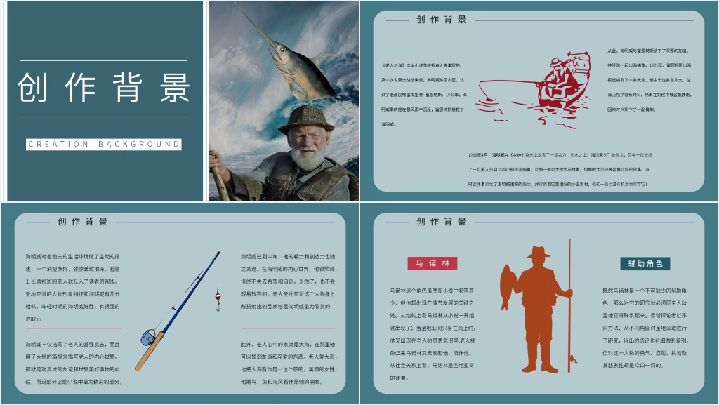老人与海读后感PPT模板 老人与海读后感PPT模板