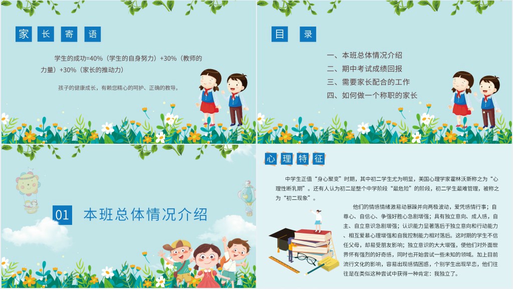 中小学生期中考试家长会PPT 中小学生期中考试家长会PPT