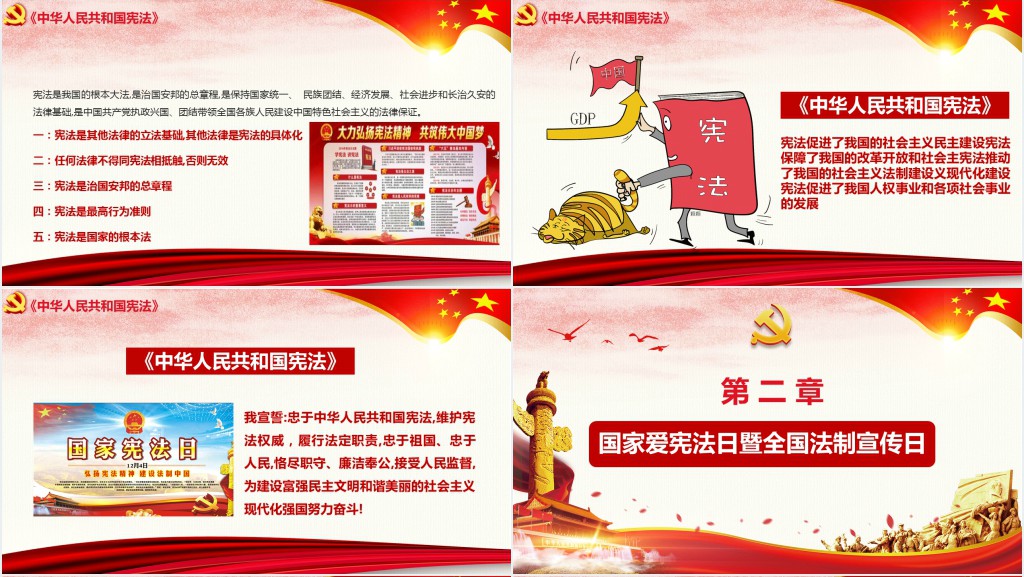 党政风国家宪法日中国学习宪法知识PPT模板 党政风国家宪法日中国学习宪法知识PPT模板
