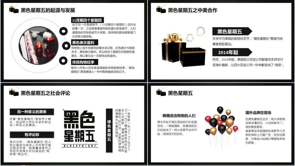 美国黑色星期五的由来介绍PPT模板 美国黑色星期五的由来介绍PPT模板