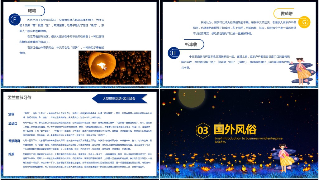 中元鬼节由来介绍PPT模板 中元鬼节由来介绍PPT模板