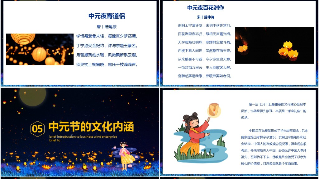 中元鬼节由来介绍PPT模板 中元鬼节由来介绍PPT模板