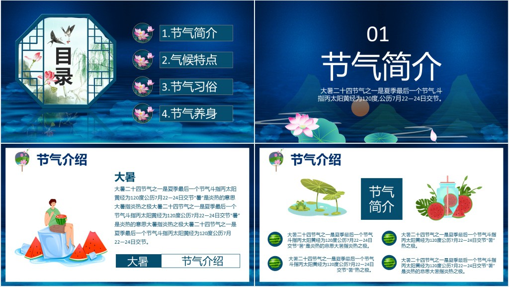 大暑历史的由来PPT模板 大暑历史的由来PPT模板