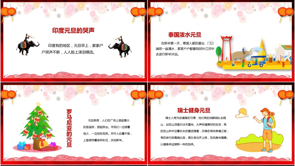 中国各地元旦习俗PPT模板 中国各地元旦习俗PPT模板