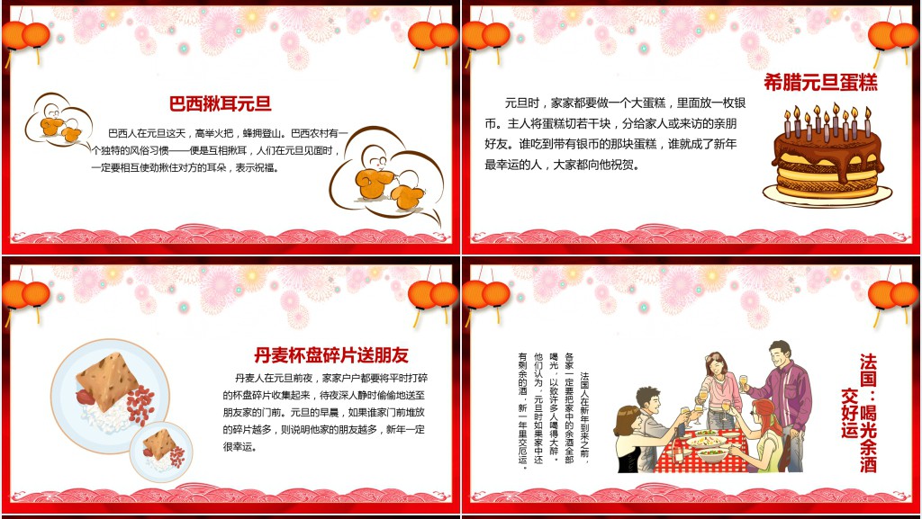 中国各地元旦习俗PPT模板 中国各地元旦习俗PPT模板