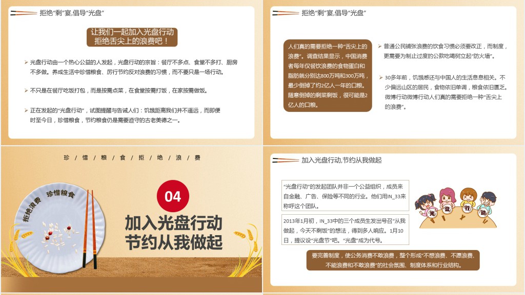 学生珍惜粮食拒绝浪费PPT模板