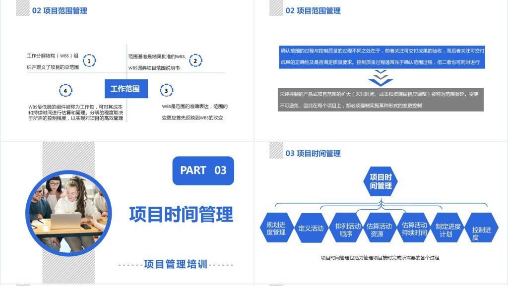 商务风项目管理 十大知识领域项目管理培训PPT模板