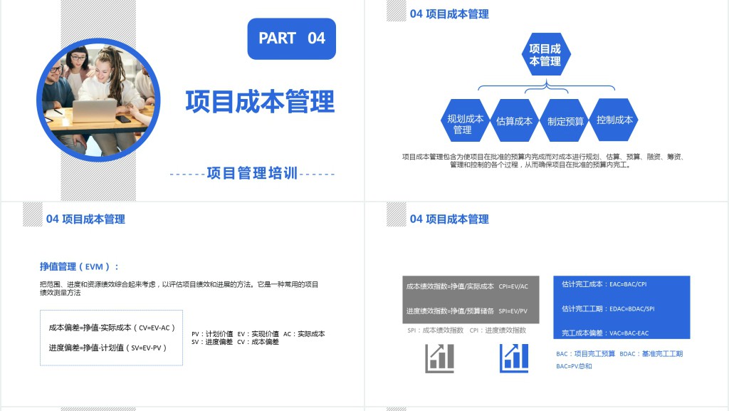 商务风项目管理 十大知识领域项目管理培训PPT模板