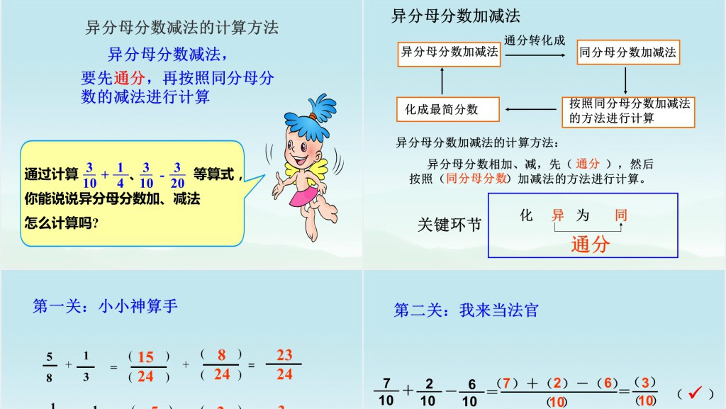 新人教版小学数学五年级下册《异分母分数加减法》PPT课件 新人教版小学数学五年级下册《异分母分数加减法》PPT课件
