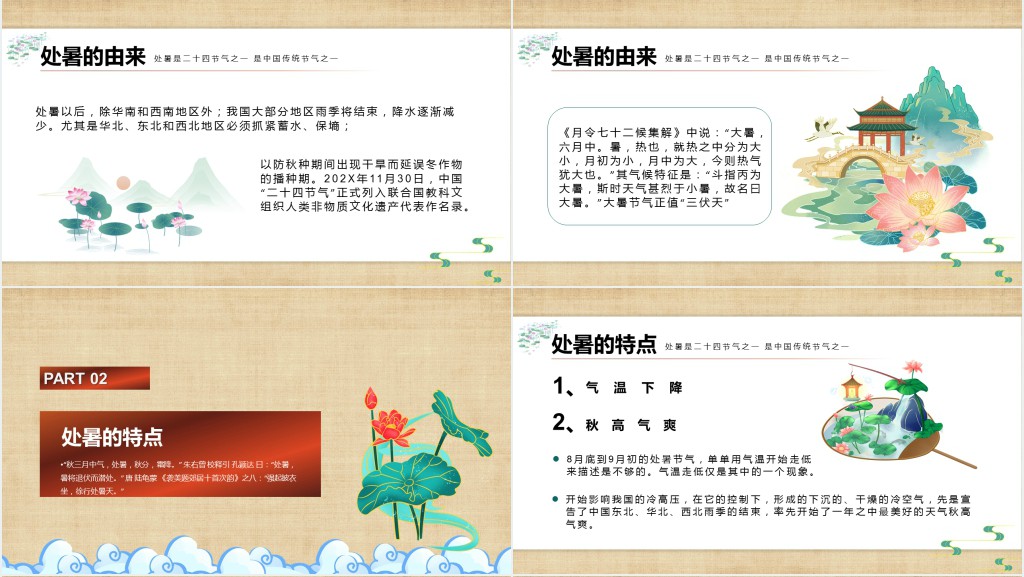 处暑节气介绍PPT模板 处暑节气介绍PPT模板