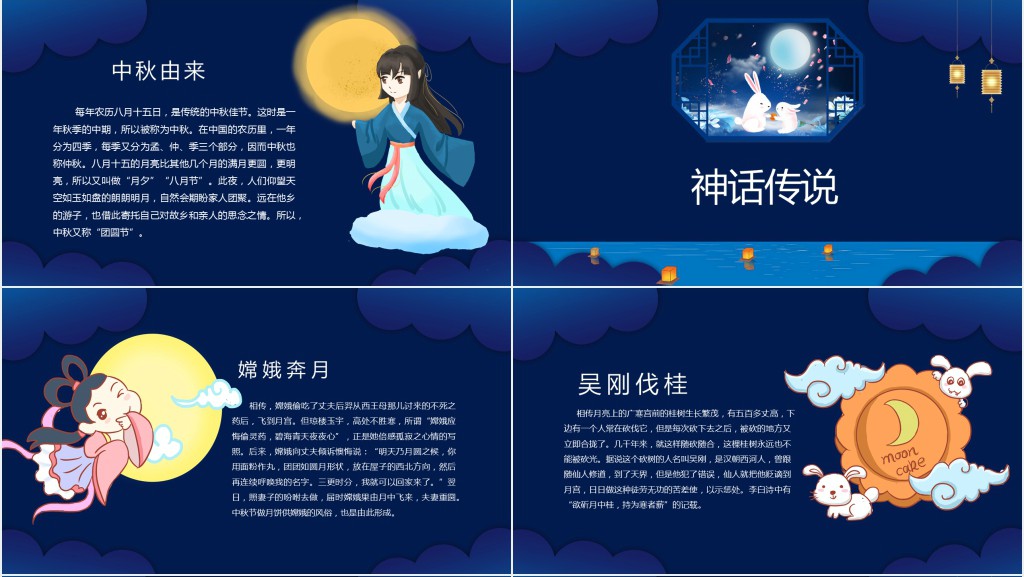 中秋节起源历史PPT模板 中秋节起源历史PPT模板