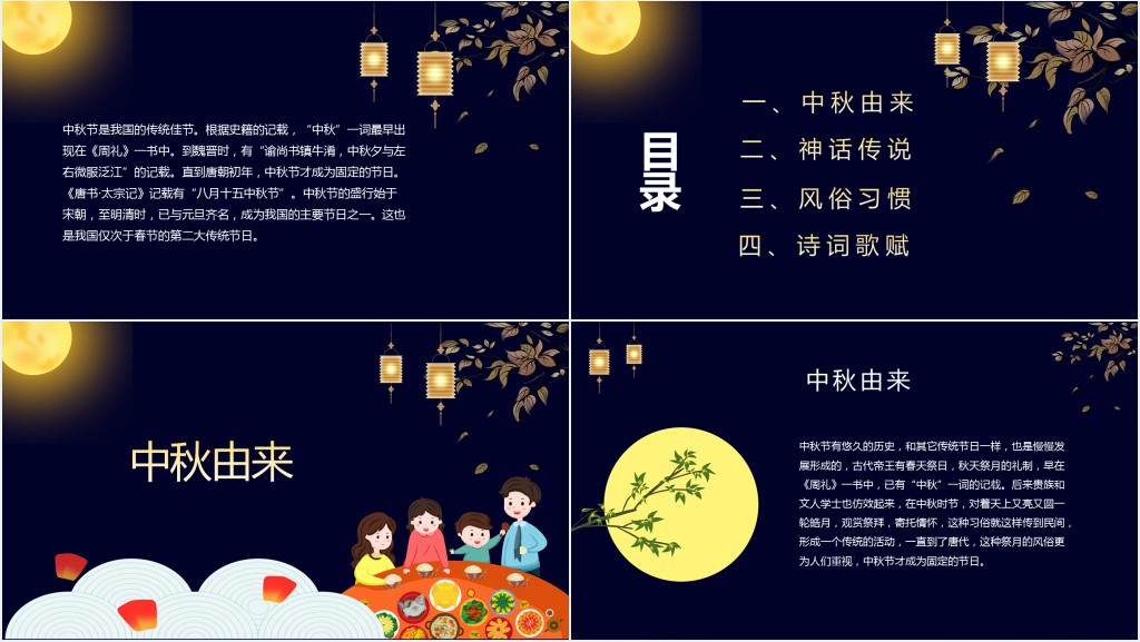 中秋节传说和起源PPT模板 中秋节传说和起源PPT模板