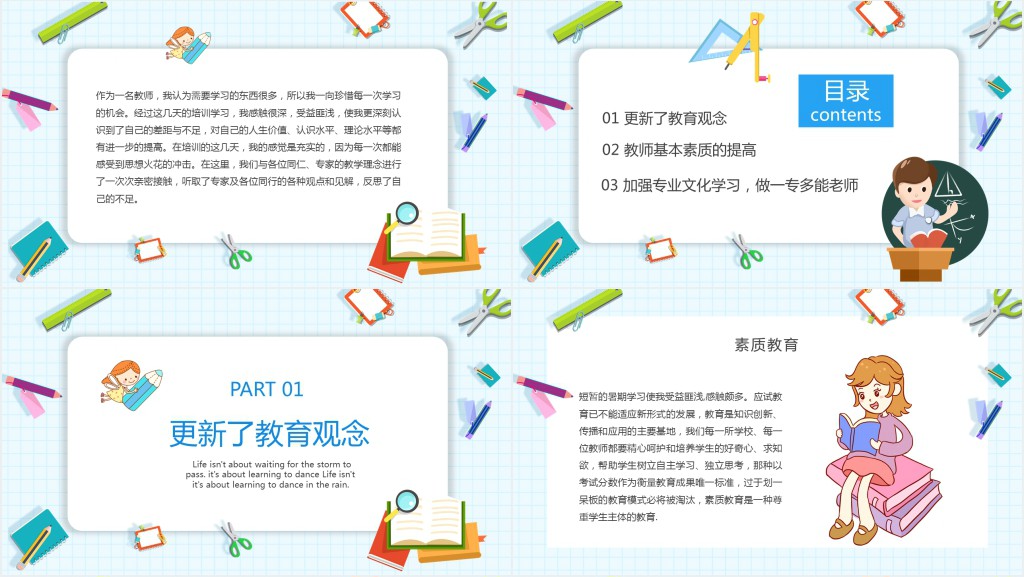 2021暑假老师培训心得PPT模板