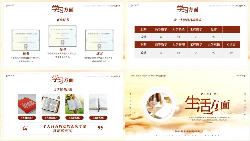 国家奖学金评选申请演讲稿PPT模板