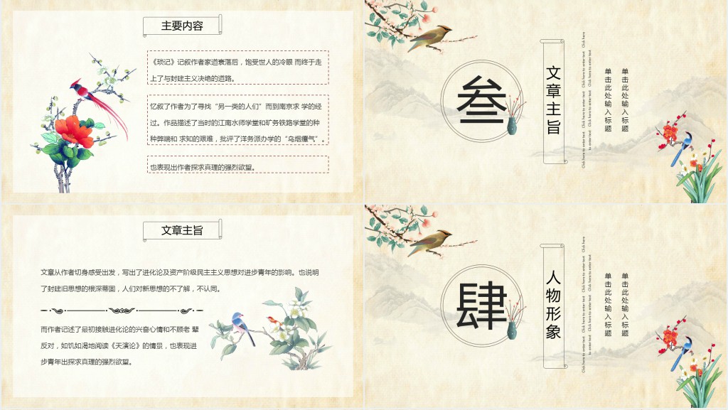 朝花夕拾主要人物形象PPT模板 朝花夕拾主要人物形象PPT模板