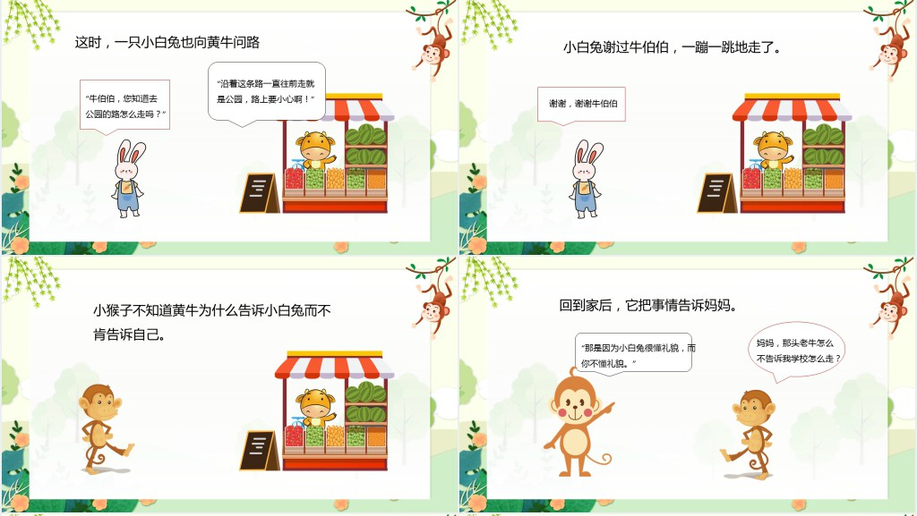 小猴子问路绘本故事PPT课件 小猴子问路绘本故事PPT课件