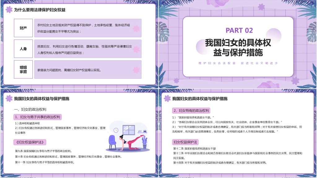 妇女权益的法律知识宣传PPT模板 妇女权益的法律知识宣传PPT模板
