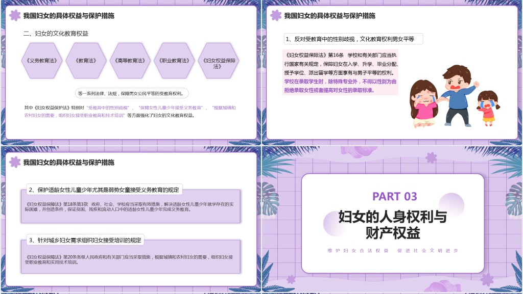 妇女权益的法律知识宣传PPT模板 妇女权益的法律知识宣传PPT模板
