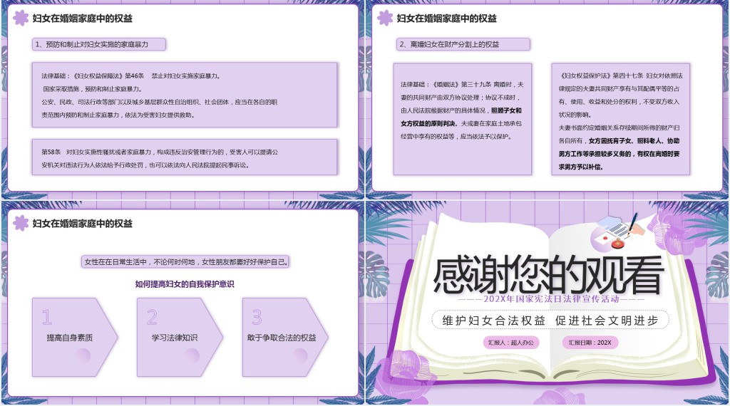妇女权益的法律知识宣传PPT模板 妇女权益的法律知识宣传PPT模板