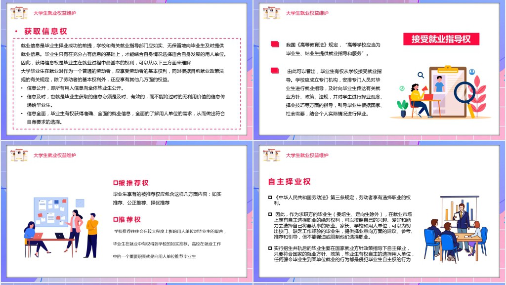 大学生就业法律知识PPT模板 大学生就业法律知识PPT模板