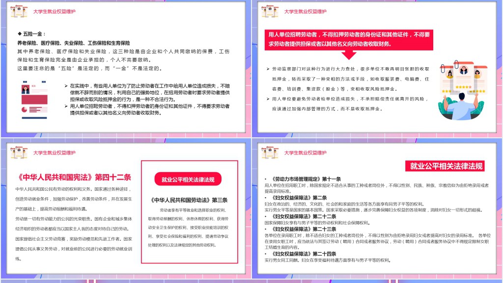 大学生就业法律知识PPT模板 大学生就业法律知识PPT模板