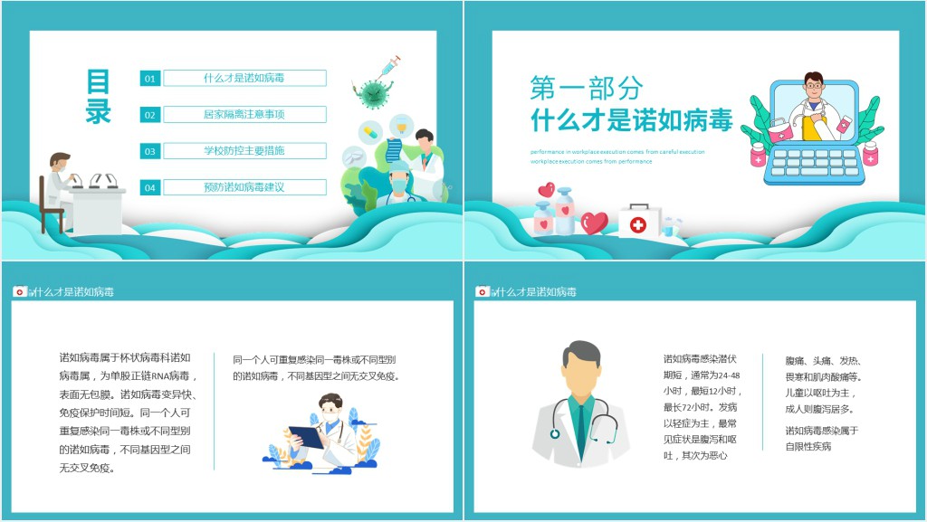 学校诺如病毒感染疫情防控知识PPT模板 学校诺如病毒感染疫情防控知识PPT模板