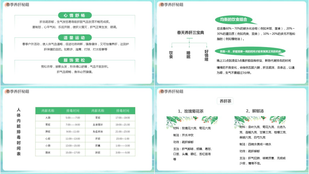 春季养生养肝PPT模板 春季养生养肝PPT模板