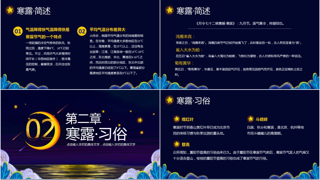 寒露节气习俗解说PPT模板 寒露节气习俗解说PPT模板