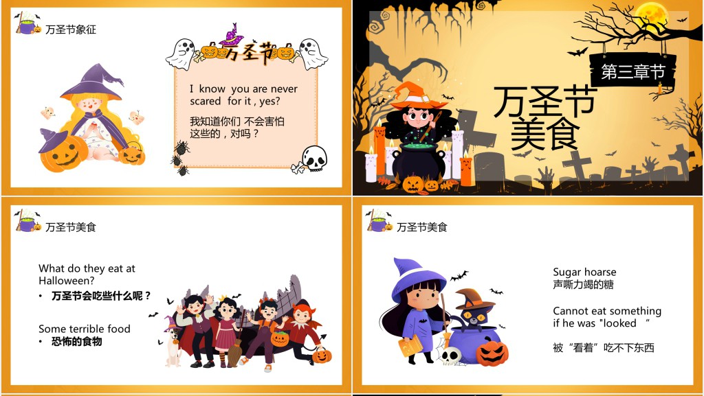 万圣节活动中英文介绍PPT模板 万圣节活动中英文介绍PPT模板