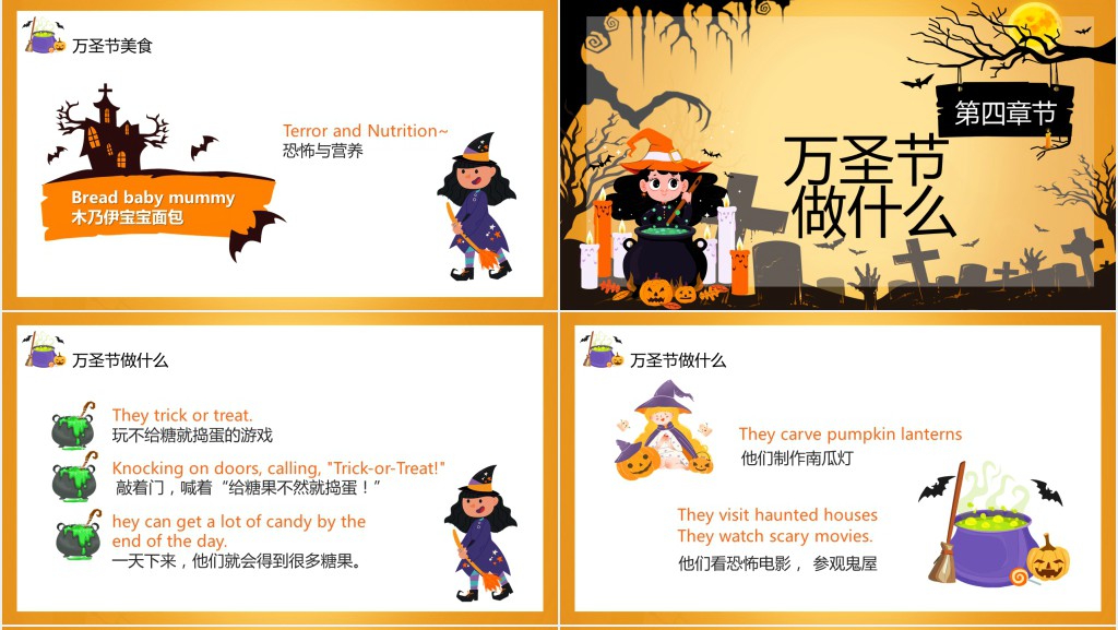 万圣节活动中英文介绍PPT模板 万圣节活动中英文介绍PPT模板