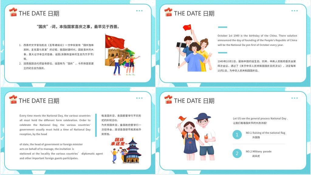 国庆节的来历英文介绍PPT模板