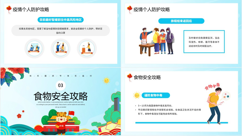 疫情期间国庆旅游出游计划PPT模板