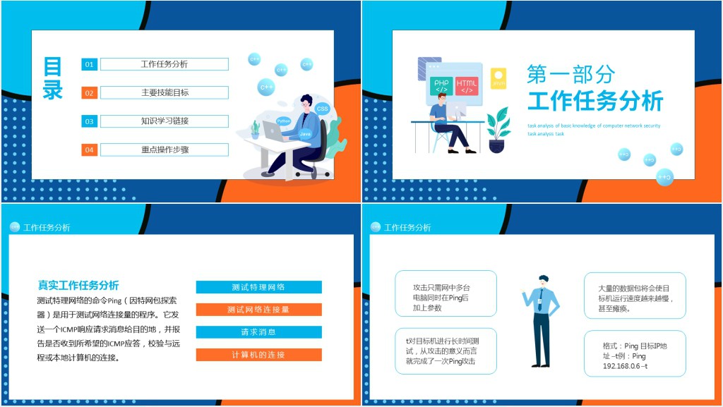计算机网络安全基础知识工作任务分析动态PPT模板