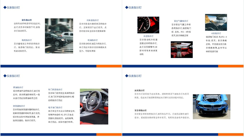 汽车知识培训养车DIY仪表指示灯动态PPT
