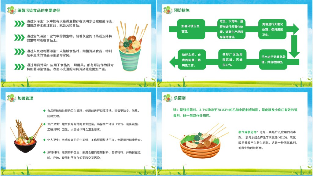 卡通风企业食品安全知识培训通用PPT模板