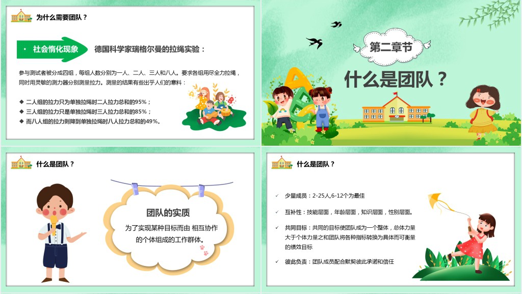 卡通风幼儿园团队建设教育培训PPT模板