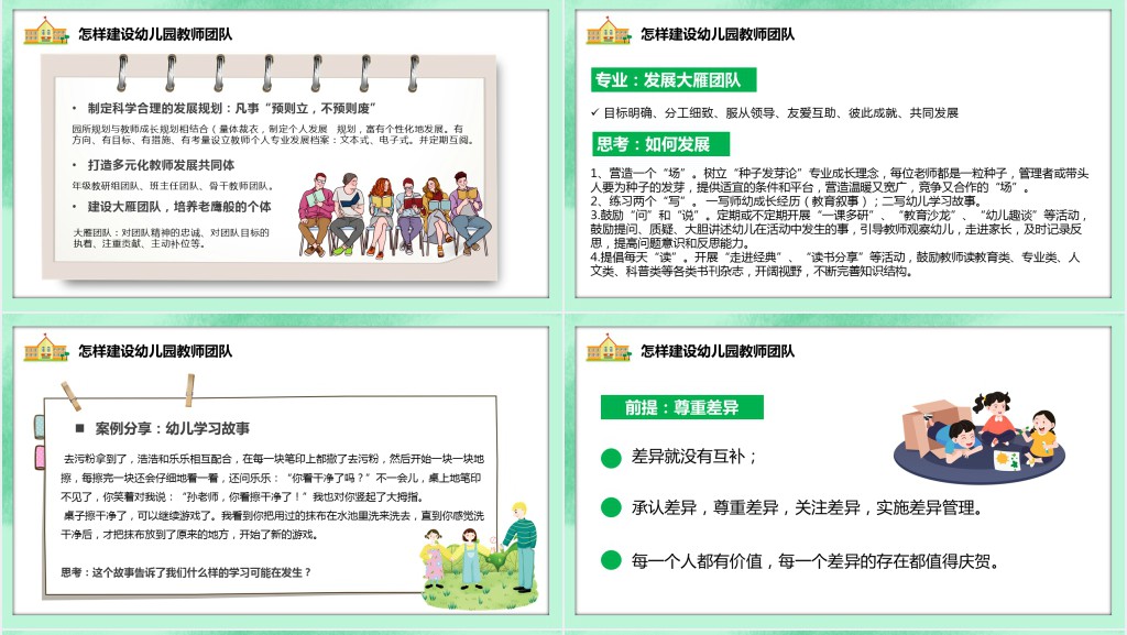 卡通风幼儿园团队建设教育培训PPT模板
