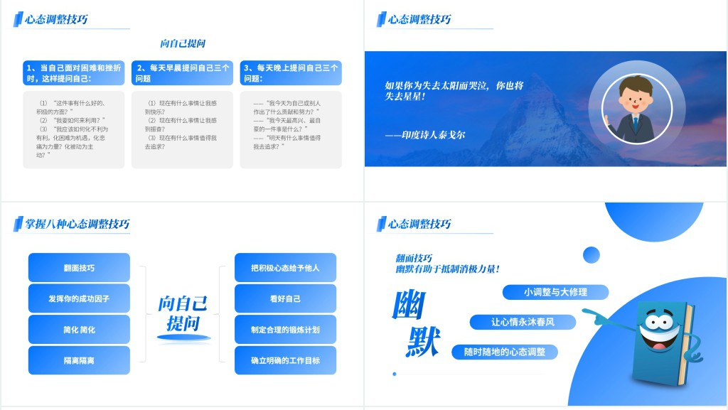 蓝色简约风职业心态知识培训PPT模板