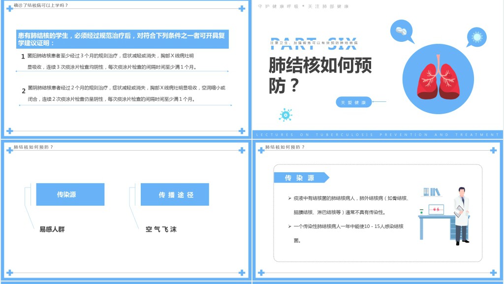 肺预预防结核知识宣传资料PPT模板