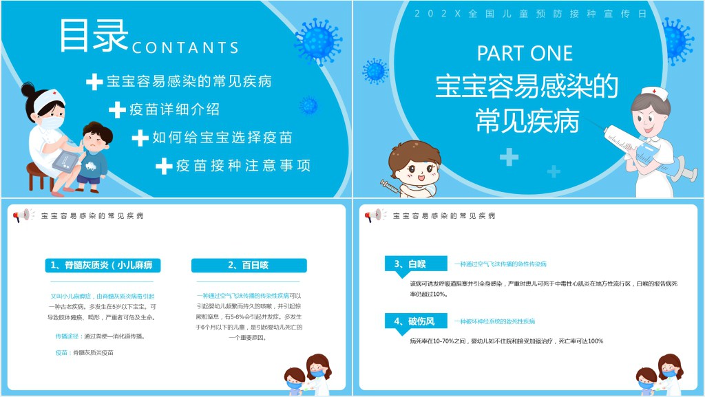 儿童接种疫苗知识手册PPT模板 儿童接种疫苗知识手册PPT模板