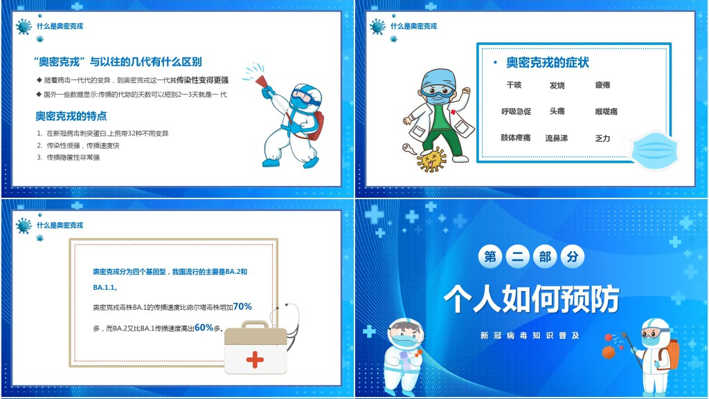 防疫科普带你了解奥密克戎PPT模板 防疫科普带你了解奥密克戎PPT模板