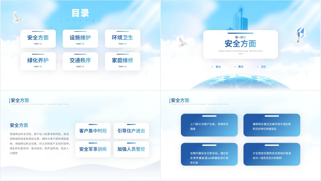 蓝色简约风物业金牌服务提升培训课程知识PPT模板