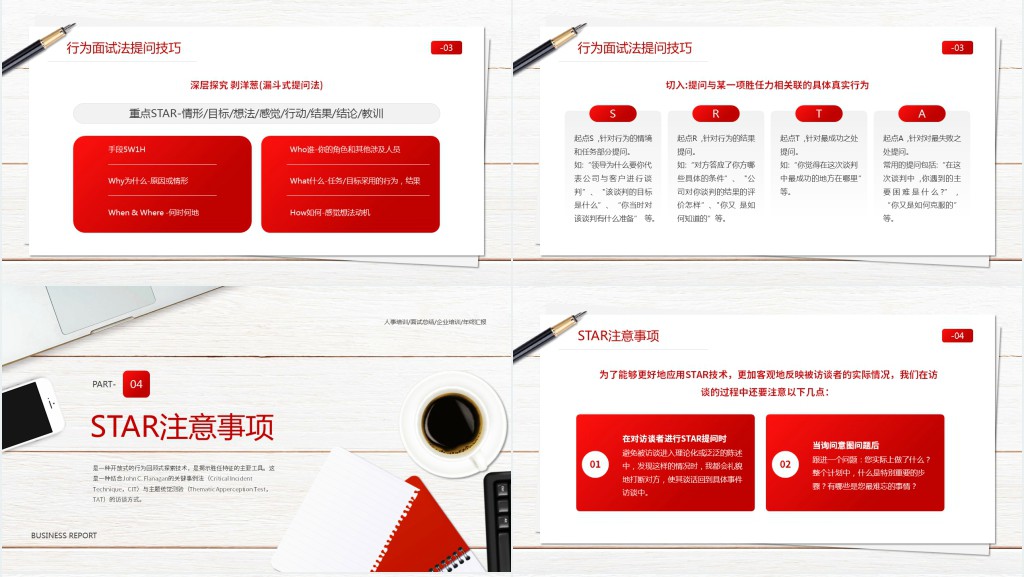 红色简约风企业STAR原则培训知识PPT模板