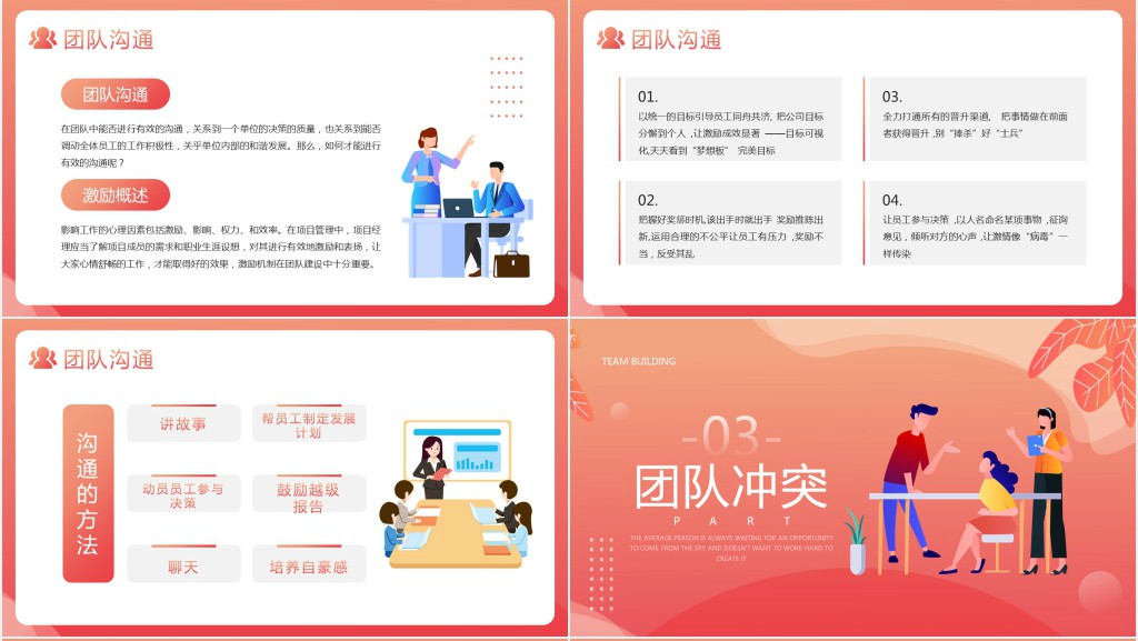 红色扁平风团队建设与管理知识培训PPT模板