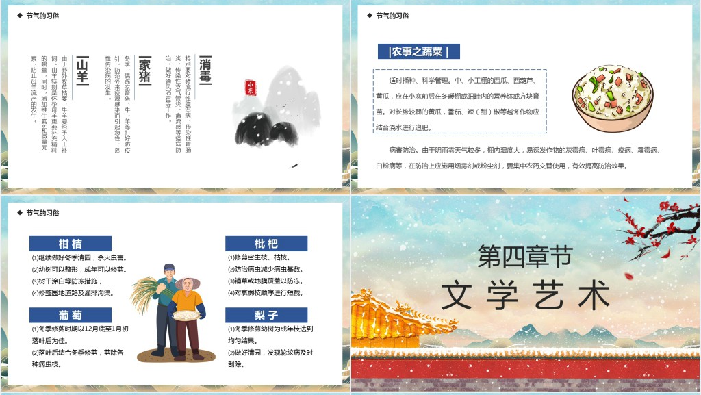小寒节气由来习俗PPT模板 小寒节气由来习俗PPT模板